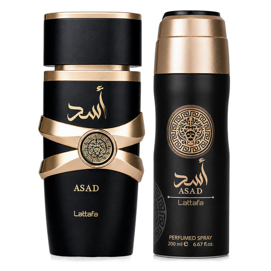 SET LATTAFA ASAD EDP 100ML + ASAD PERFUMED  SPRAY 200ML