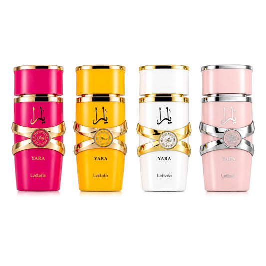 SET YARA EDP 25 ML + YARA MOI EDP 25 ML + YARA TOUS EDP 25 ML + YARA CANDY EDP 25 ML
