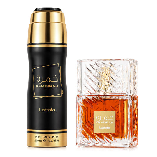 SET LATTAFA KHAMRAH EDP 100 ML + SPRAY PERFUMADO 200 ML