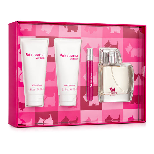 SET FERRIONI WOMAN EDP 100 ML + CREMA CORPORAL 100 ML + GEL DE DUCHA 100 ML + PERFUMERO 10 ML