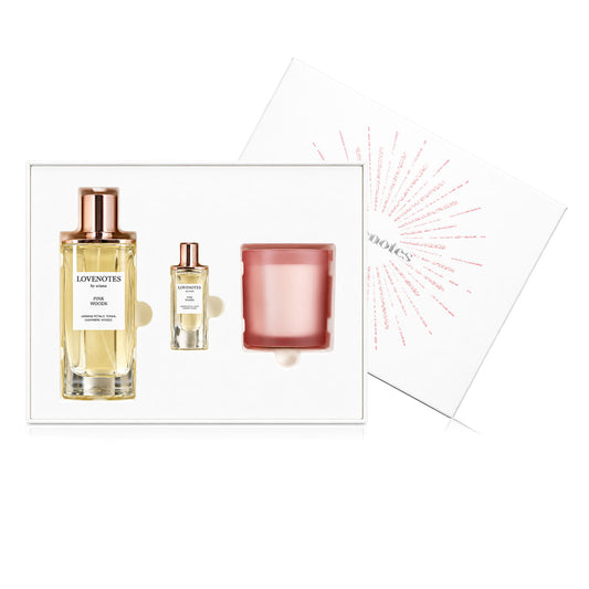 SET ARIANA GRANDE LOVE NOTES PINK WOODS EDP 125 ML + REPLICA 7.5 ML + VELA AROMÁTICA